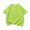 A bright lime green classic cotton crew neck t-shirt for kids shown flat lay.