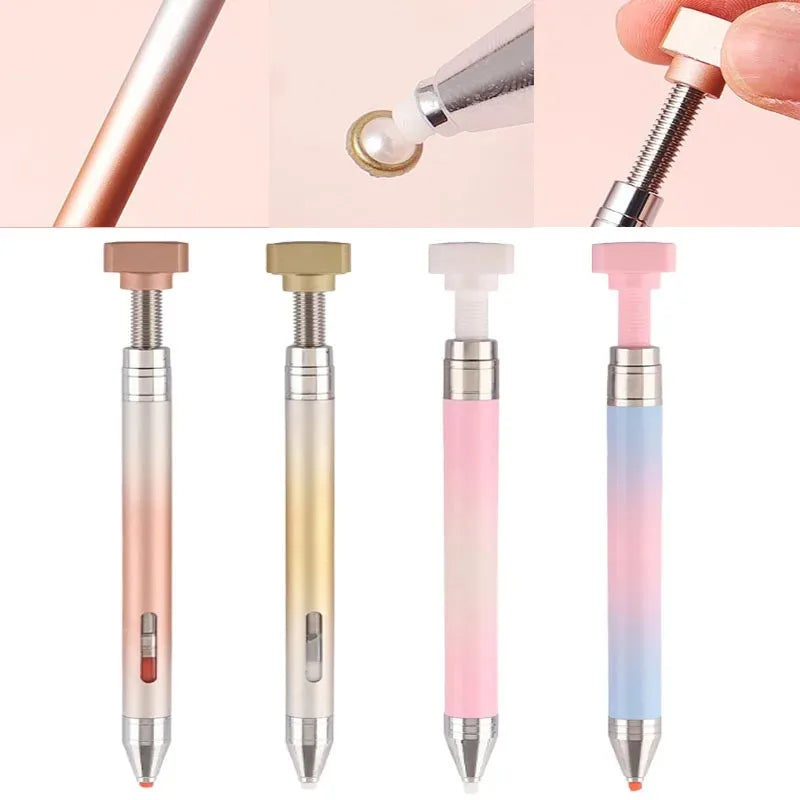 A set of refillable gradient diamond picking pens with rotating wax tips in various pastel colors.
