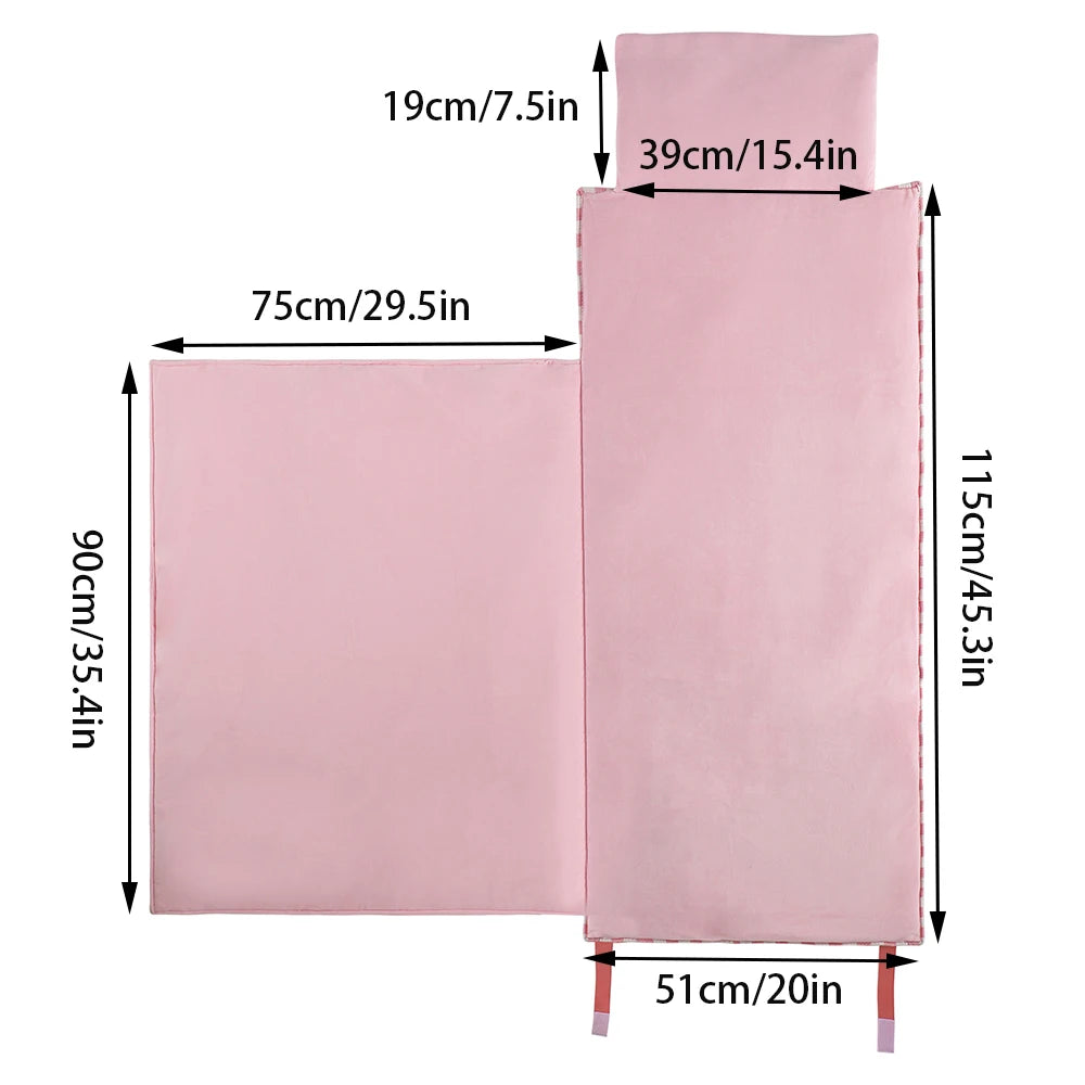 Plaid Toddler Nap Mat with Minky Pillow - Roll-Up Design for Daycare & Travel