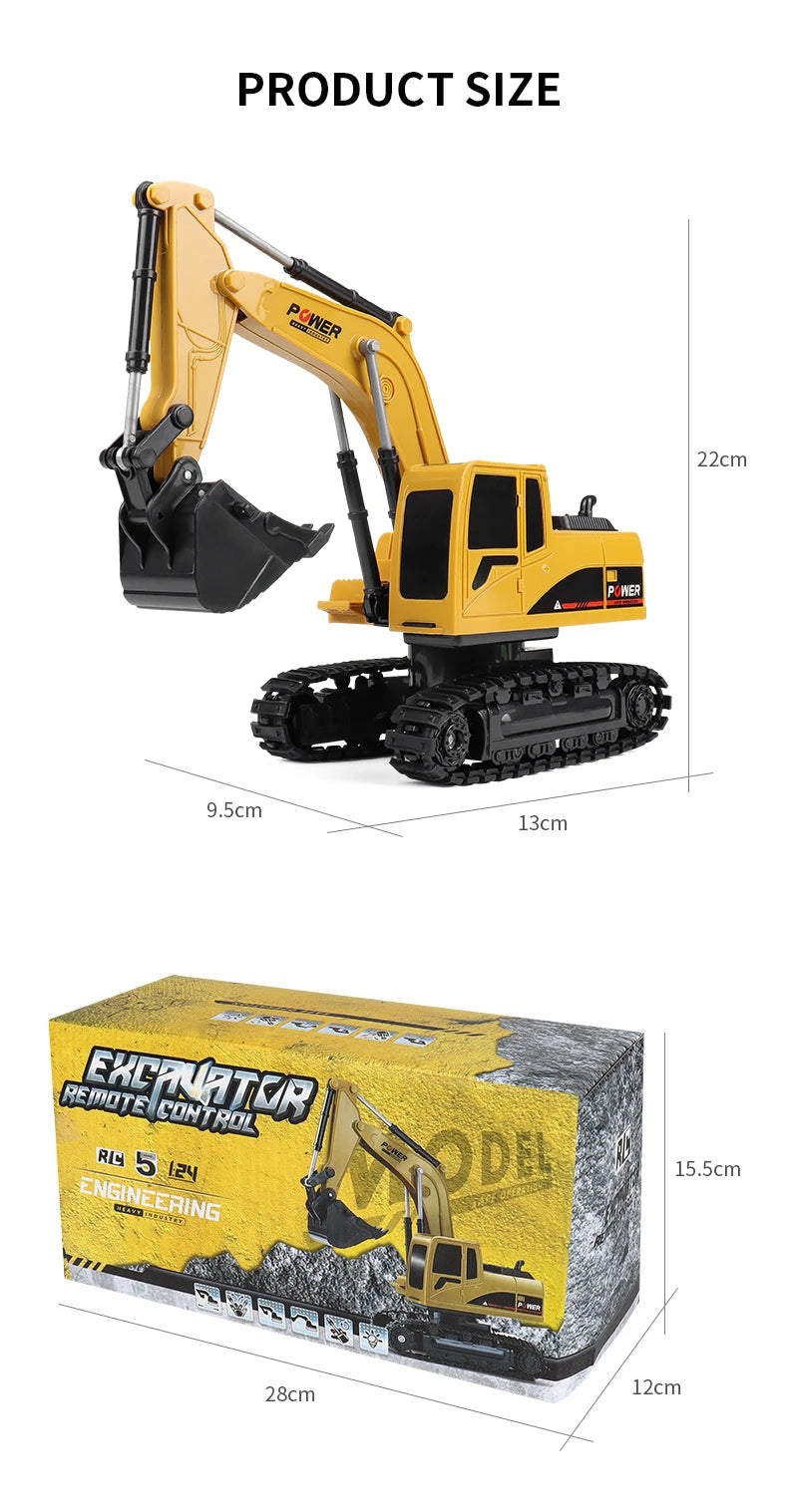 2.4G Remote Control Excavator with Lights and Sound Effects