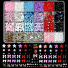 A collection of DIY nail art charms including bows, flowers, fruits, and butterflies in various colors and materials.