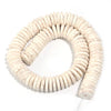 A coiled strand of natural white and light turquoise stone beads for jewelry making