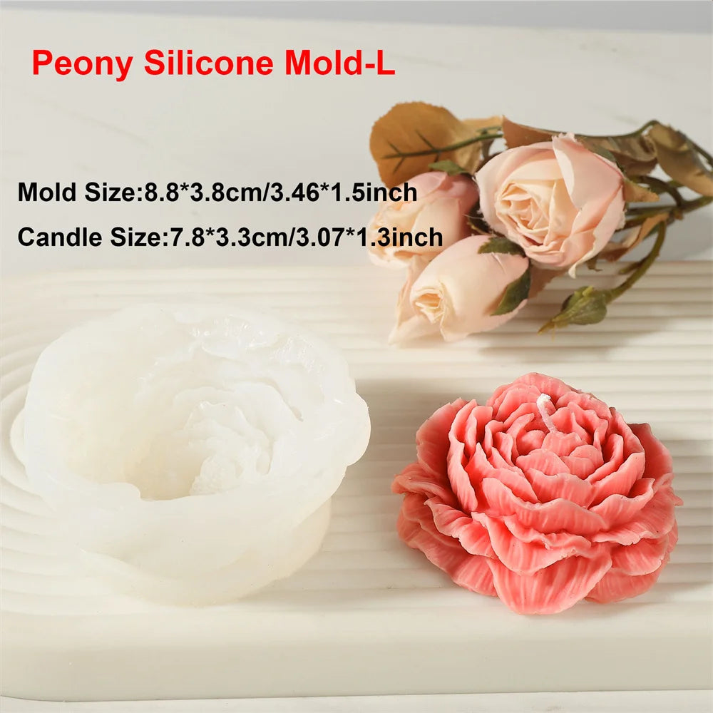 3D Peony Flower Silicone Mold for Candle, Resin & Soap Making