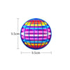A vibrant, iridescent LED flying ball boomerang with auto-return feature.
