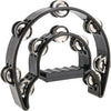 Black Miwayer half-moon tambourine percussion instrument with silver jingles