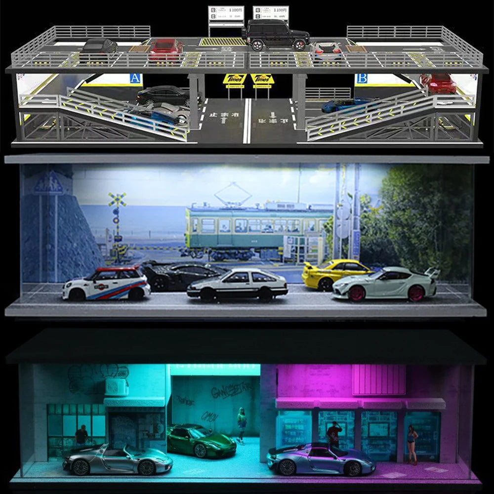 1:64 Scale Garage Diorama Model Kit with Working Lights