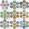 A collection of colorful mandala flower coasters and decorative items for diamond painting.