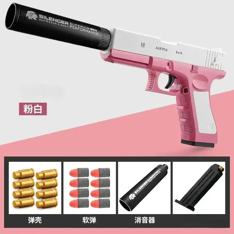 Soft Bullet Toy Pistol with Ejecting Shells
