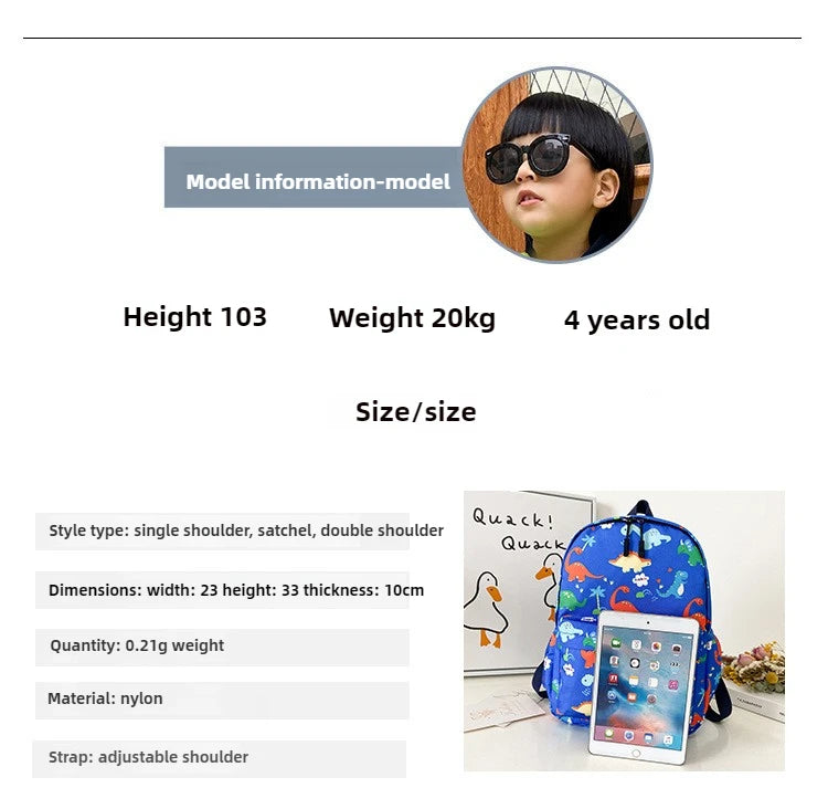 Dinosaur Print Kids Backpack for Kindergarten & School