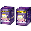 A box of POP MART Minions Bedtime Stories blind box collectible figures featuring yellow Minions characters.