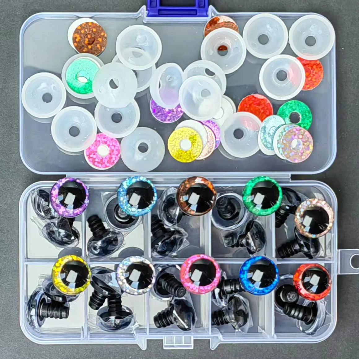 3D Glitter Safety Eyes for Crochet & Stuffed Animals (12-16mm, Set of 30)