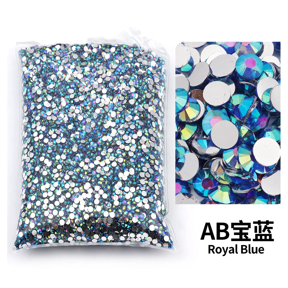Bag of Royal Blue flat-back resin rhinestones for DIY craft and nail art