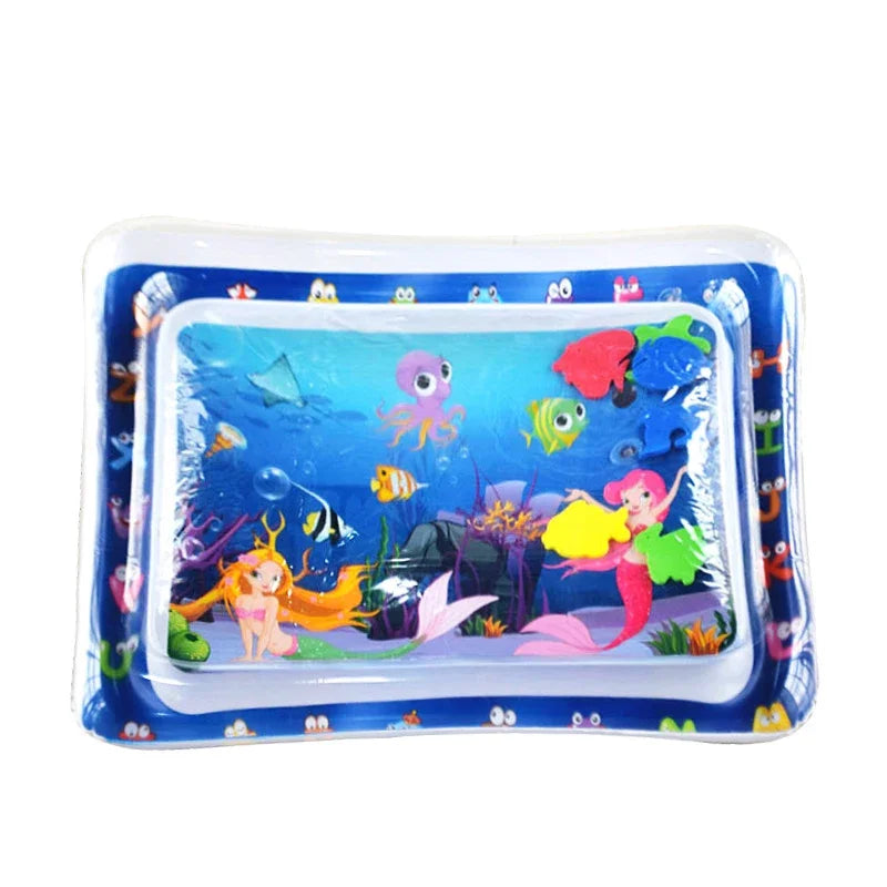 Inflatable Tummy Time Water Play Mat with Floating Fish