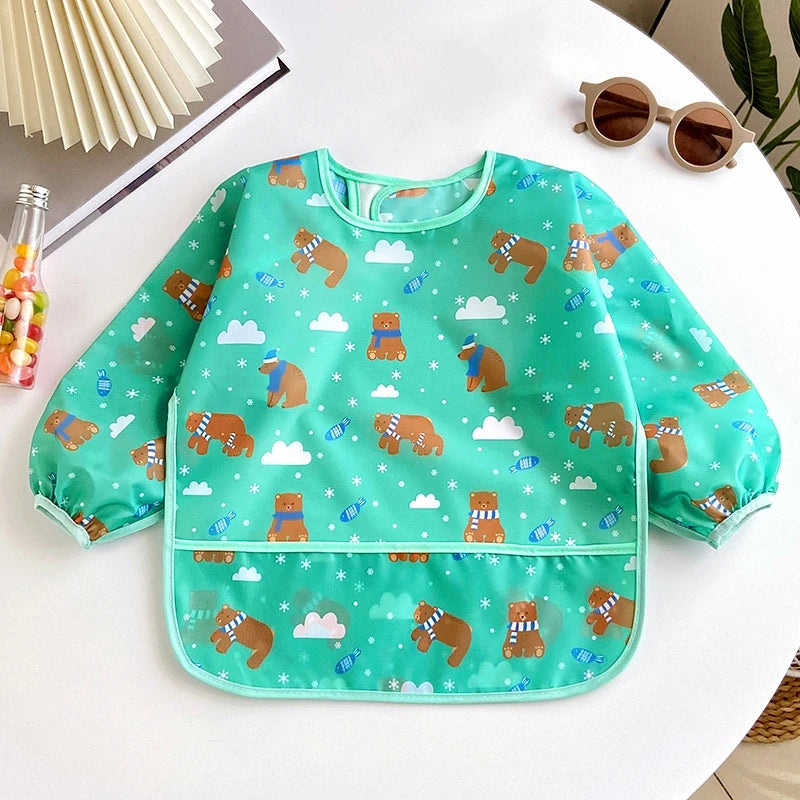 Waterproof Long Sleeve Baby Bib with Full Sleeve Protection