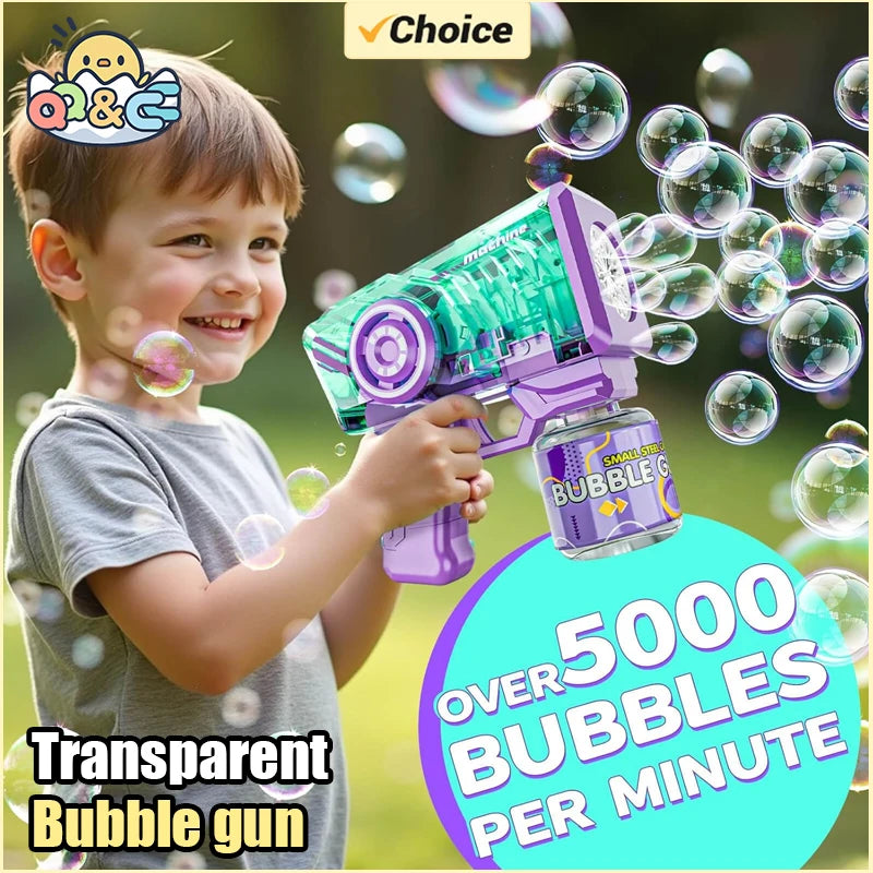 LED Bubble Gun Toy for Kids with Color-Changing Lights