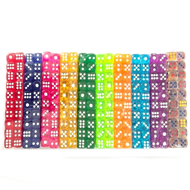 Translucent Acrylic D6 Dice Set – 100 Multicolor Dice for RPG & Board Games