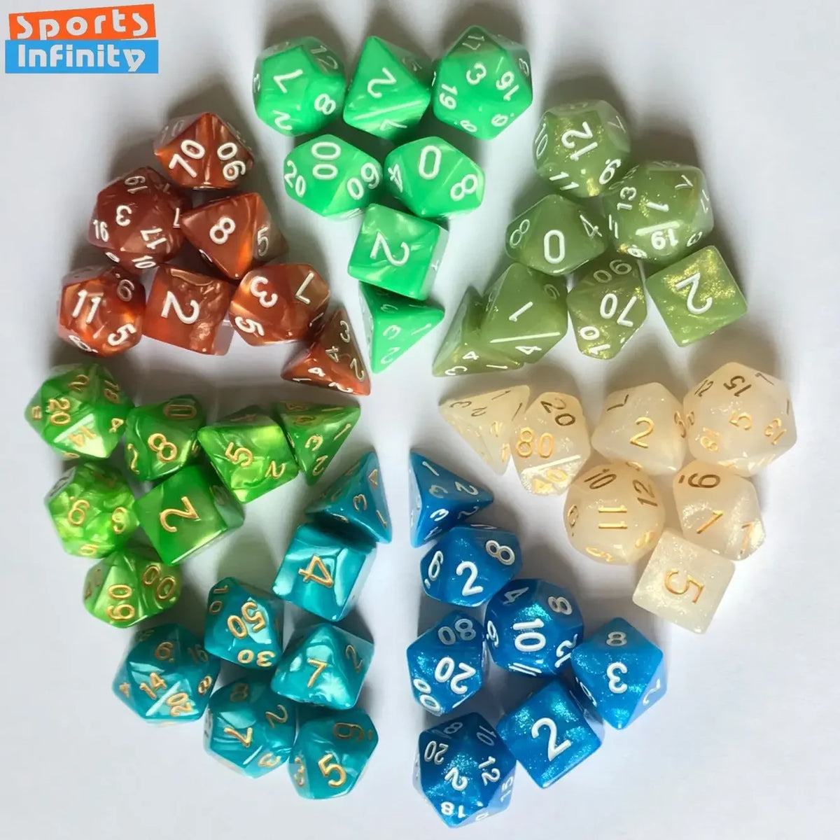 Colorful Pearl Polyhedral Dice Set for Tabletop RPGs