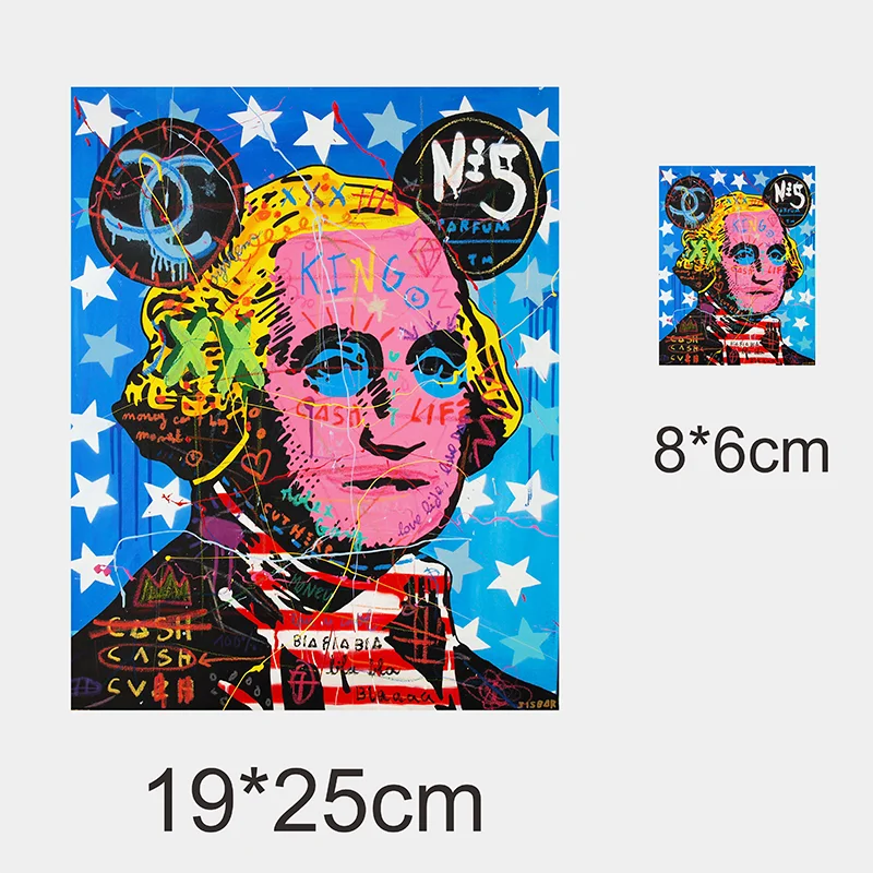 A vibrant illustration of a face with colorful markings and stars, featuring the text NIS and KING.
