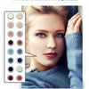 A woman's face is shown with color swatches demonstrating natural skin tones for a Butterfly Paint by Numbers Kit on Canvas.