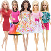 A set of five handmade casual doll outfits for 1/6 scale dolls featuring various colors and styles.