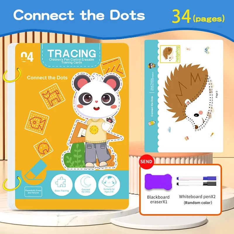 Reusable Magic Tracing Workbook for Kids with Pen and Eraser