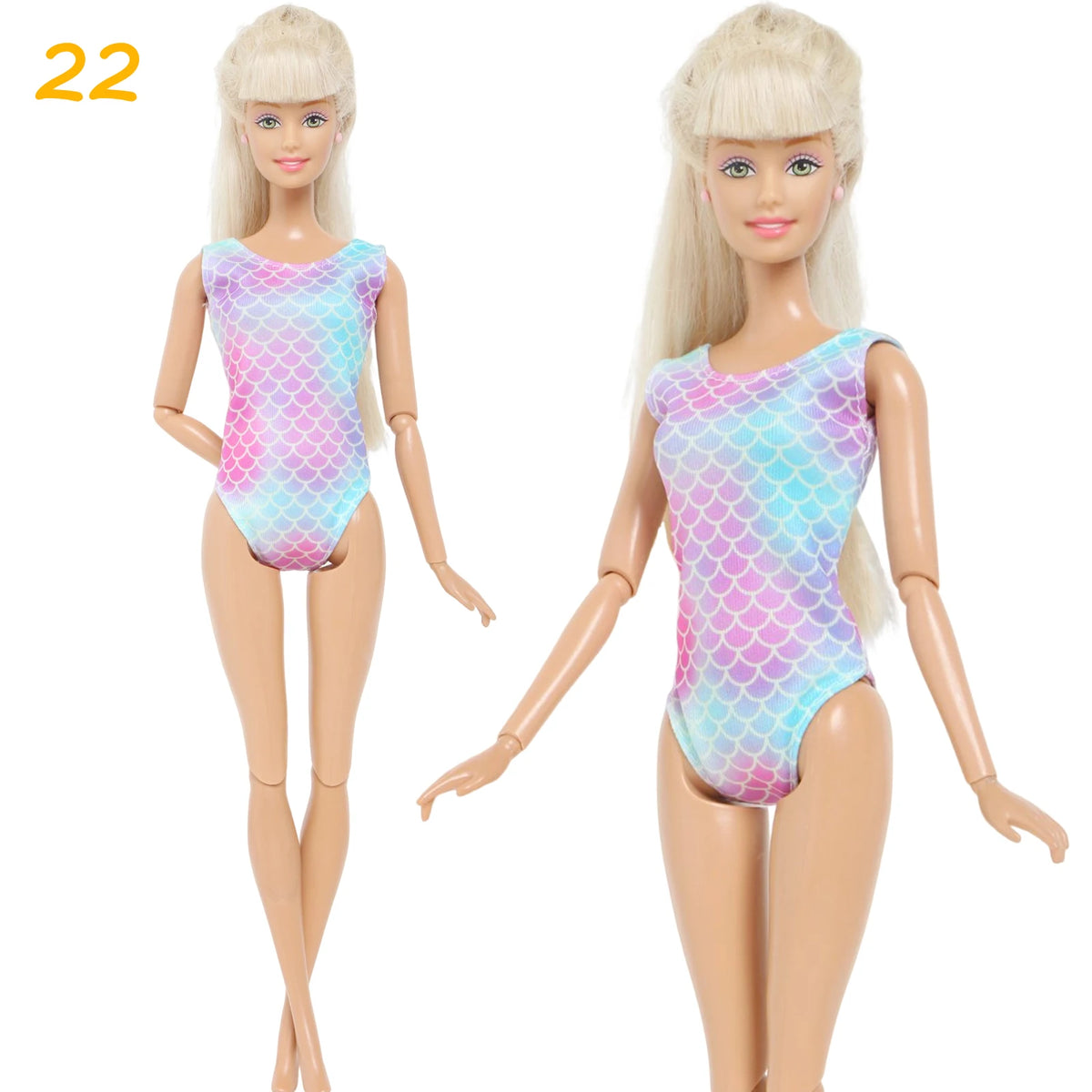Fashion Doll Outfit Set – Wave Point Dress & Denim Grid Skirt for 11.5–12 Inch Dolls