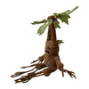 A brown mandrake plush toy with green leaves, a soft collectible doll.
