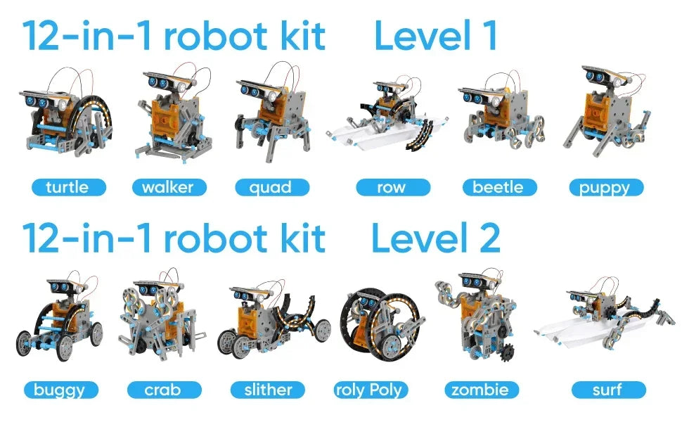 Solar-Powered 13-in-1 STEM Robot Building Kit for Kids 8+