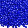 A pile of small blue pony beads for jewelry, braids, and crafts.