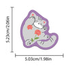 A cute cartoon cat sticker featuring a pink and white striped cat with orange flowers.