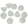A collection of white replacement bass domes for Oticon MiniFit hearing aids.