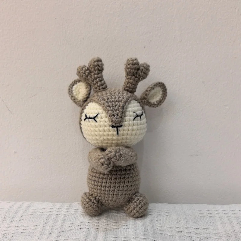 Handmade Amigurumi Plush Toy Set – Fox, Cow & Lamb Sleeping Dolls