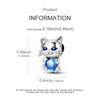 A silver heart charm shaped like a cat's face with blue eyes and a sparkling blue gemstone.