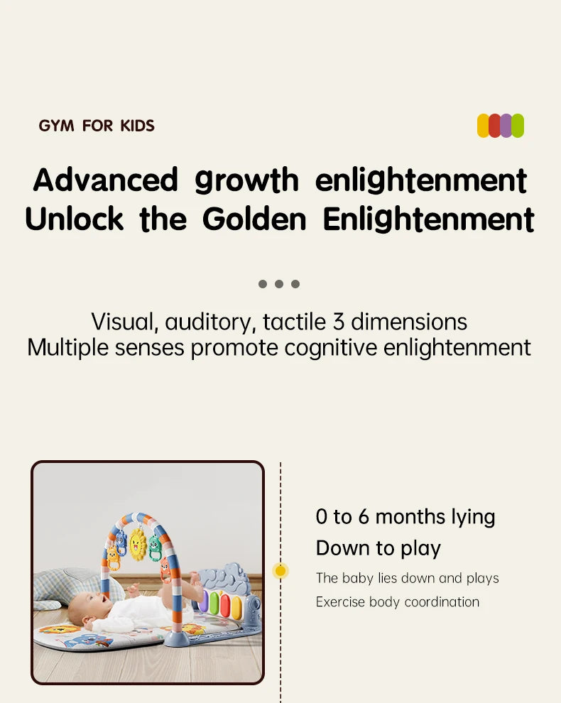 Interactive Baby Play Mat with Music, Lights & 5 Sensory Toys
