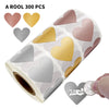 Scratch-Off Heart Stickers for Games, Gifts & DIY Crafts (300 Pack)