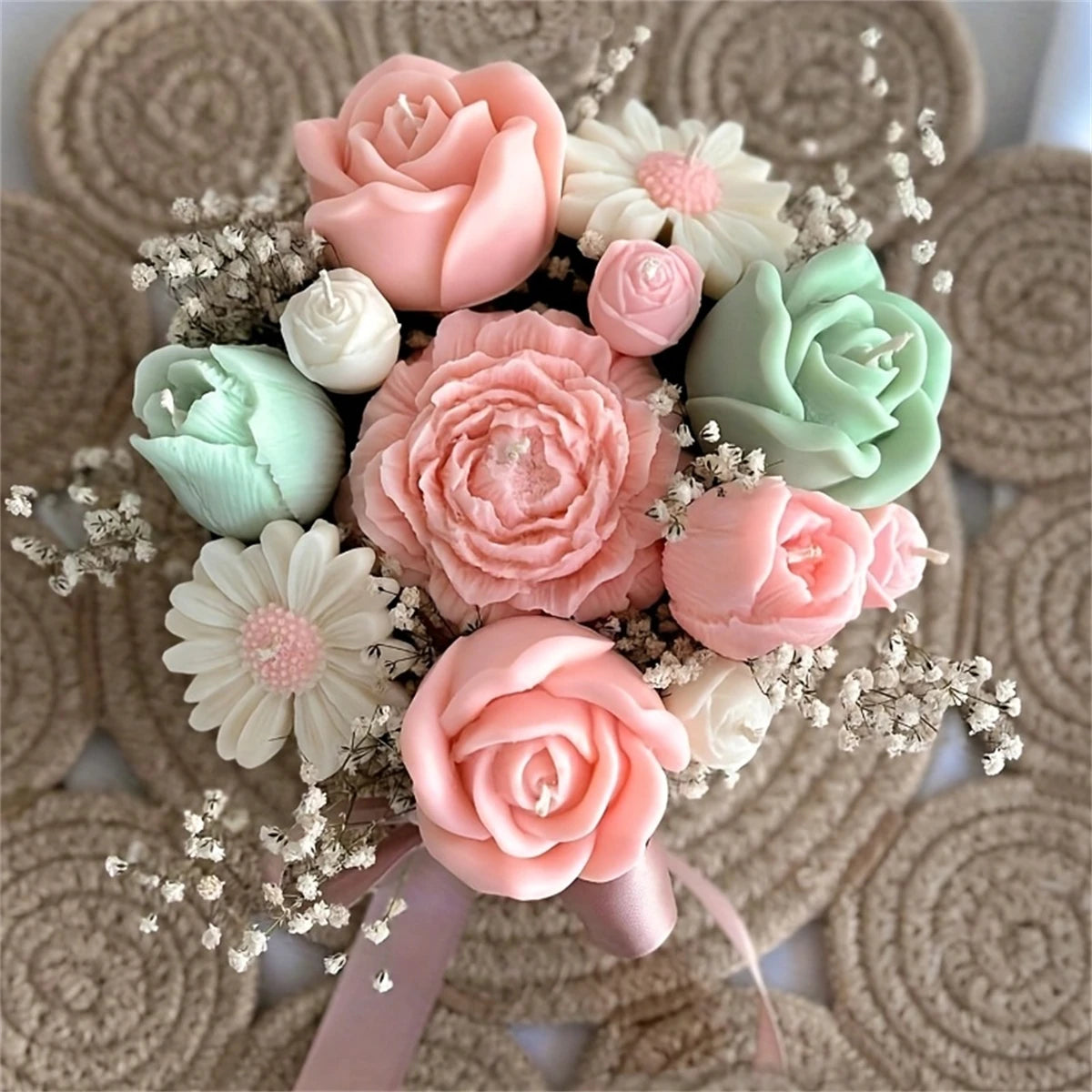 5-Piece Floral Silicone Candle Mold Set