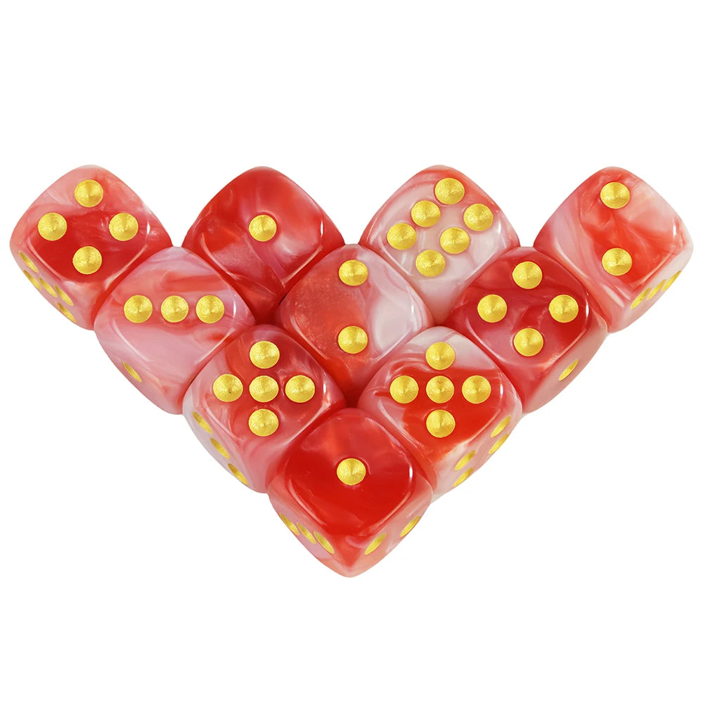 12mm Acrylic Dice Set – Mixed Colors, 10-Pack for Tabletop Gaming