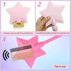 Instructions show how to put a card into a five-pointed pink star and tap to pay.