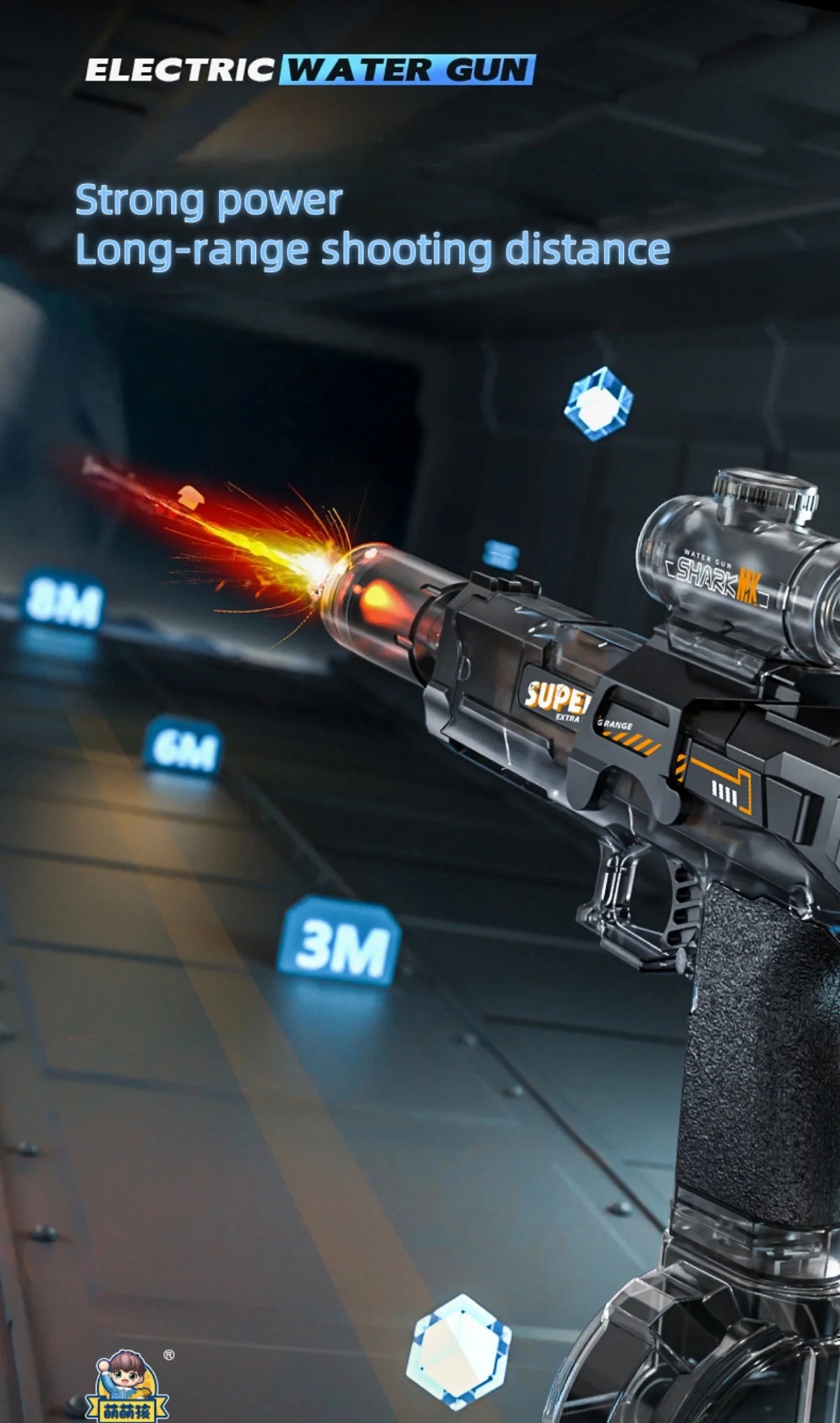 Electric Water Gun with Recoil and LED Flame Effects