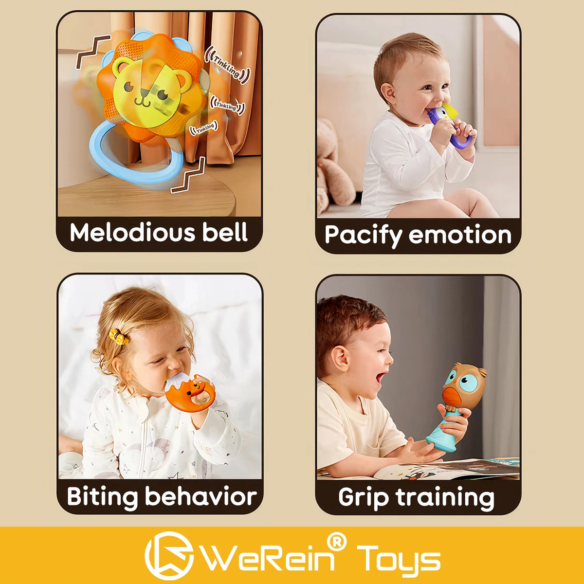Animal Rattle Teether Toy for Babies 0-36 Months