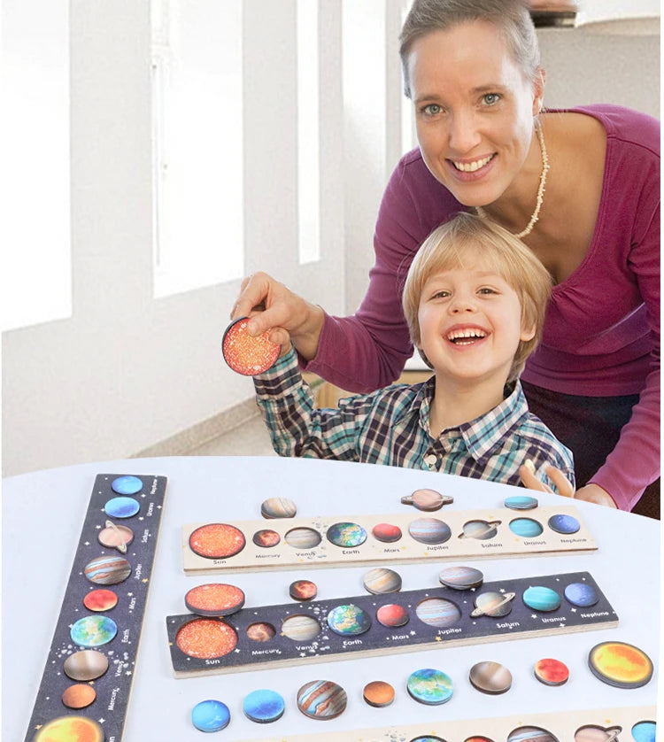 Montessori Wooden Solar System Puzzle for Kids