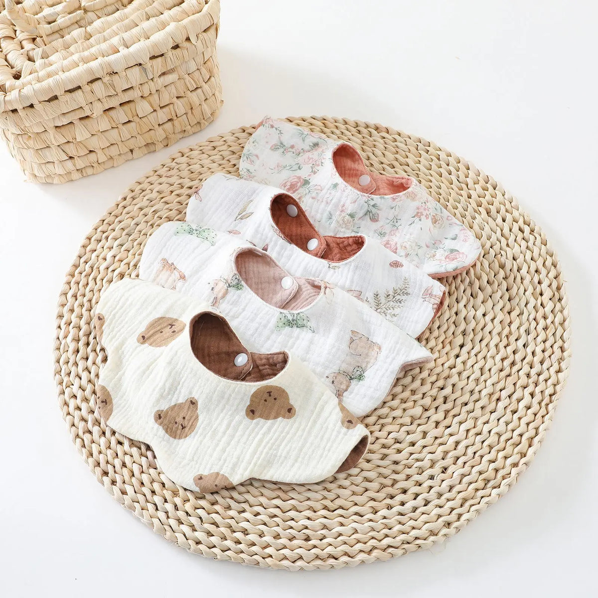 6-Layer Cotton Baby Bib with Reversible Design