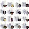 A collection of heart-shaped silicone molds for resin jewelry making in various colors and patterns.