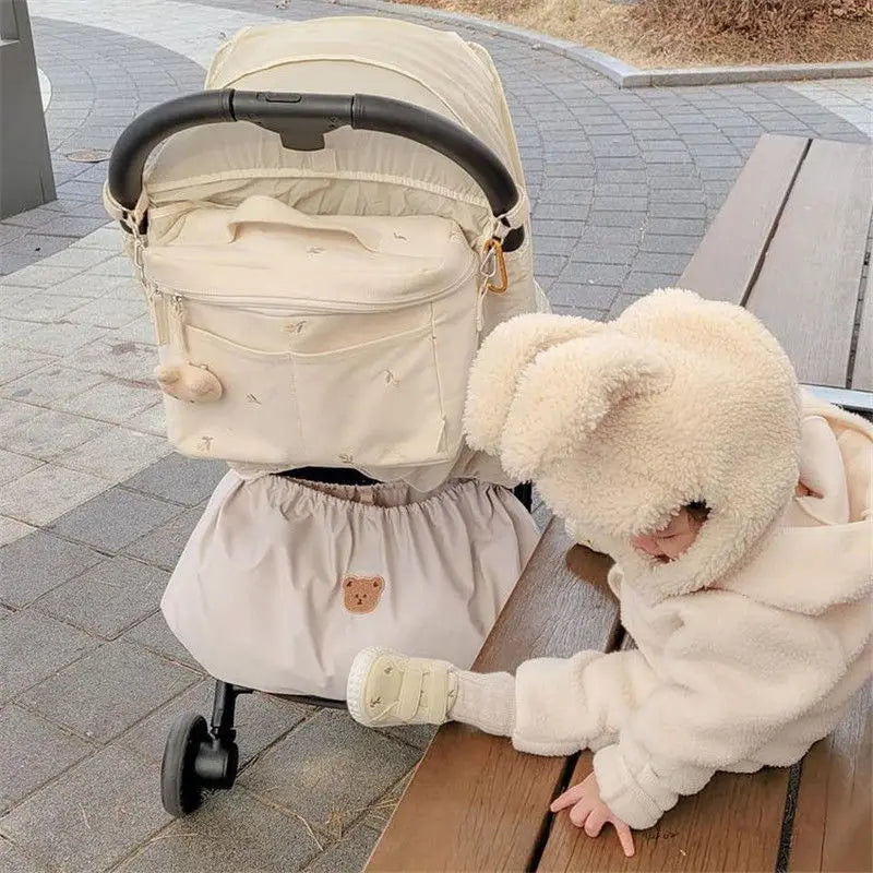 Cartoon Bear Stroller Organizer Bag with Large Capacity