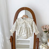Baby Girls Lace-Trim Cotton Romper with Floral Details