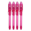 A set of five pink invisible ink spy pens with UV light for secret messages