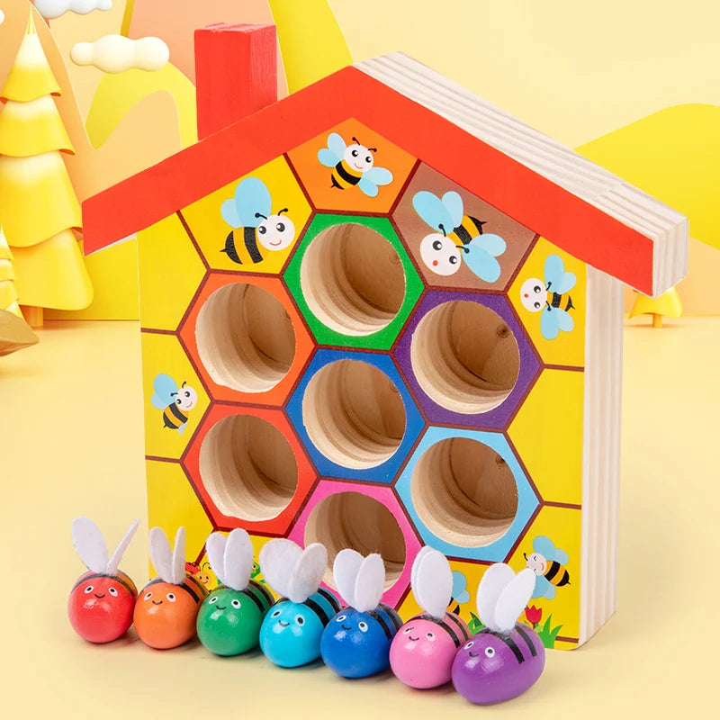 Wooden Bee Sorting & Matching Game for Toddlers