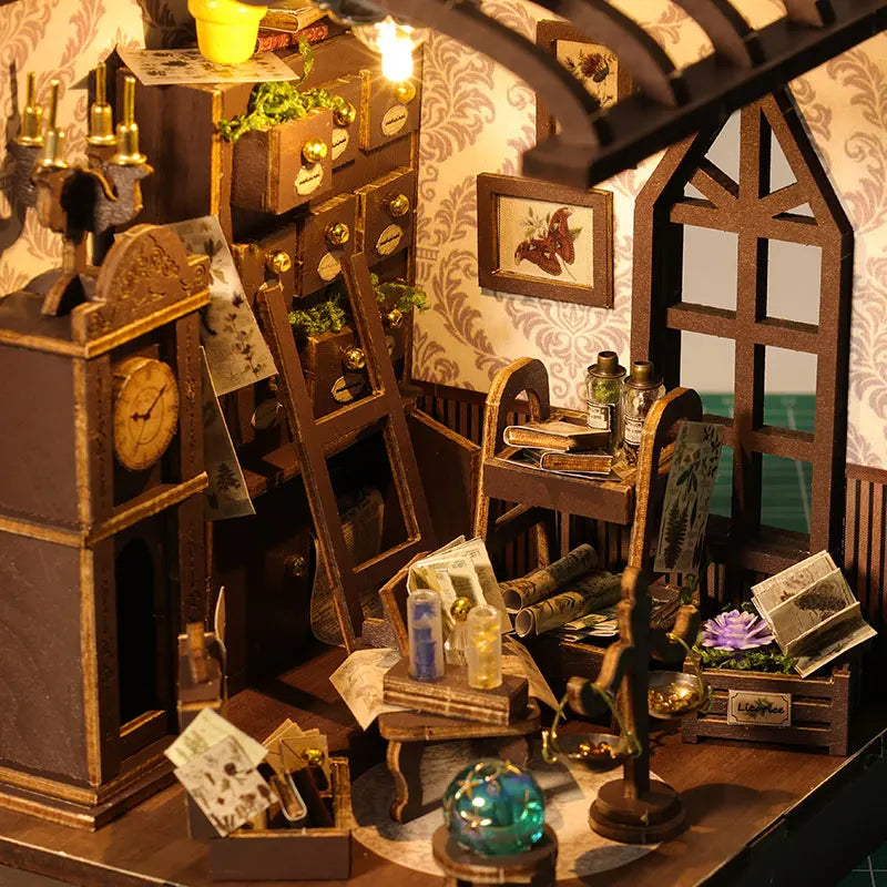 DIY Wooden Miniature House Kit with LED Lighting