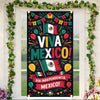A vertical poster featuring a vibrant design celebrating Mexico's independence with flags, fireworks, and festive colors.