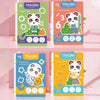 A set of four tracing practice books for children, featuring basic lines, numbers and letters, whole brain development, and d
